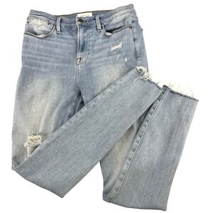 FRAME Le High Skinny Jeans Women Light Wash Distressed Raw Hem Size 29